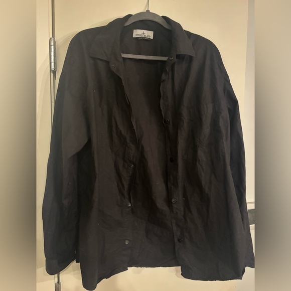 Stone Island black embroidered men’s button up Shirt